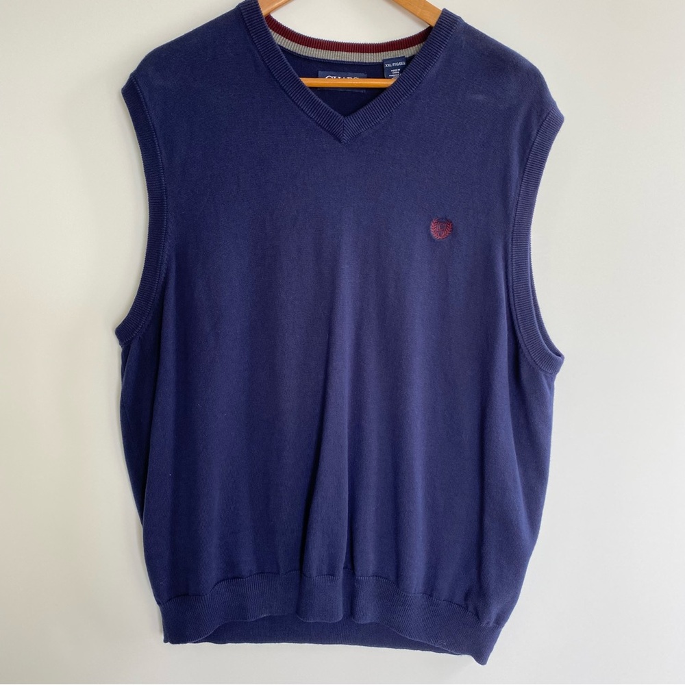 4/$20 Chaps 100% Cotton Lightweight V-Neck Sweater Vest Navy XXL
